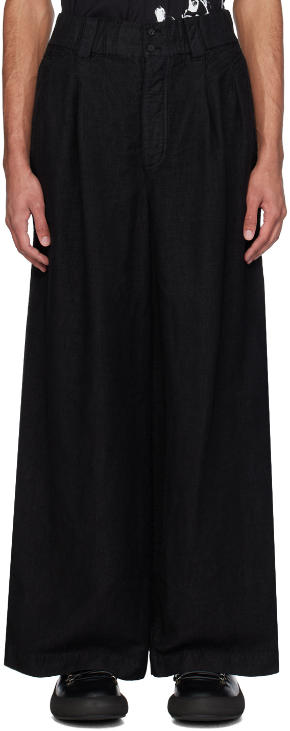 Shop Taakk Black Garment-dyed Trousers