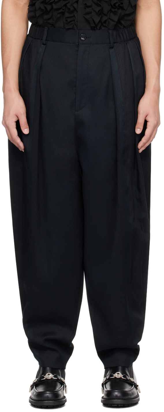 Shop Taakk Black Two Tuck Trousers