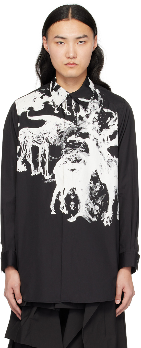 Shop Taakk Black Savannah Print Shirt