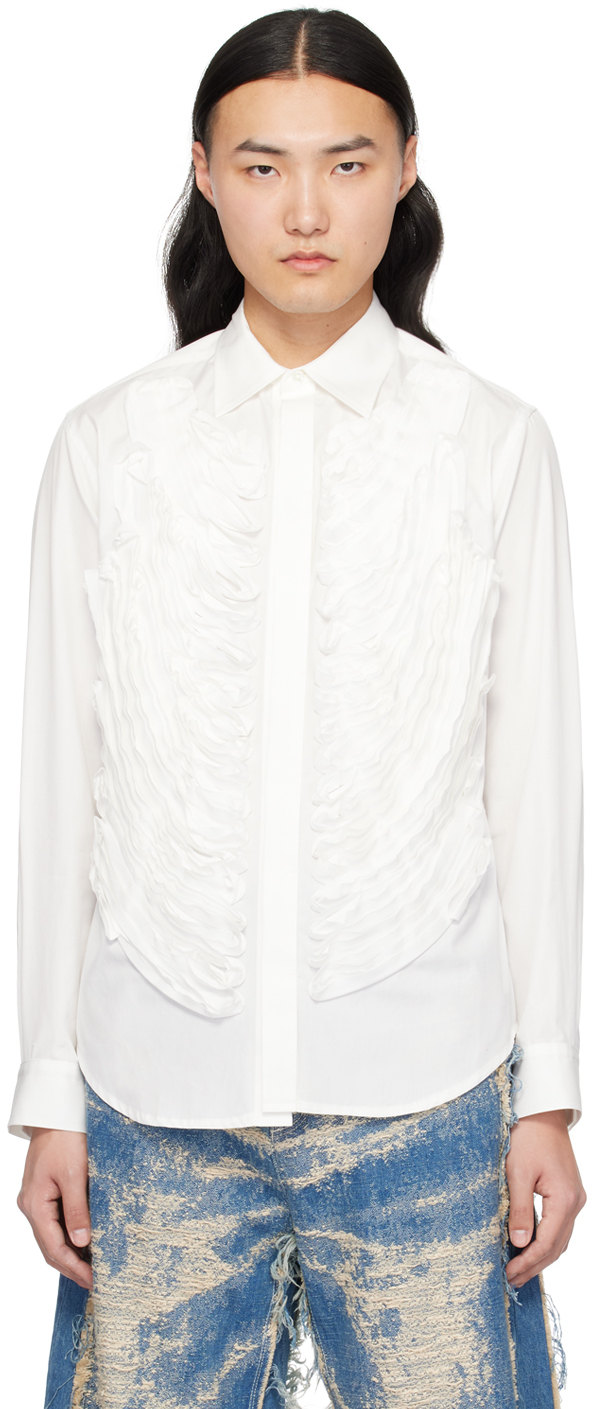 Shop Taakk White Frill Shirt