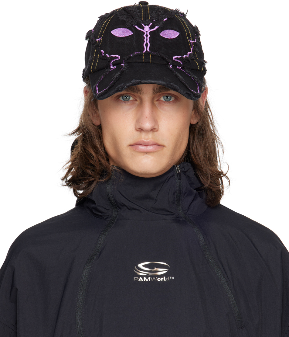 Perks and Mini: Black Alien Kiss Fraying Cap | SSENSE