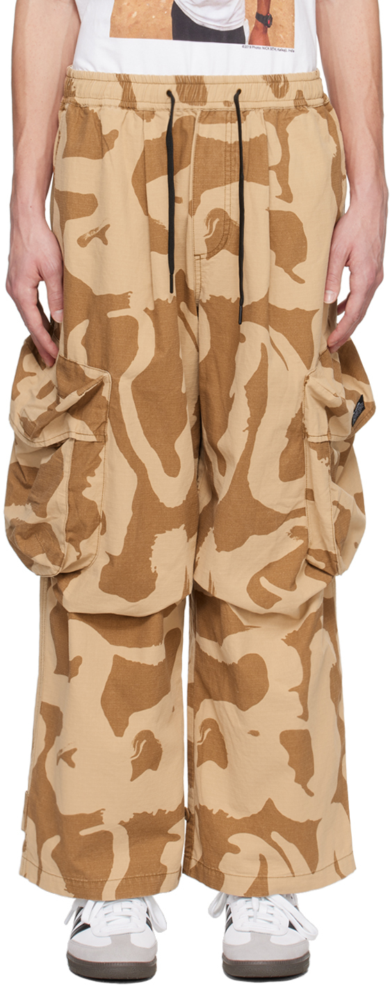 Perks And Mini Beige Chow Cargo Trousers In Desert Camo