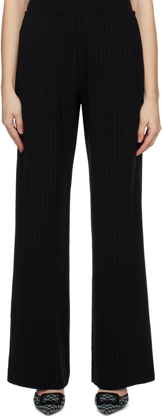 Leset Black Arielle Trousers In Black/creme Pinstrip