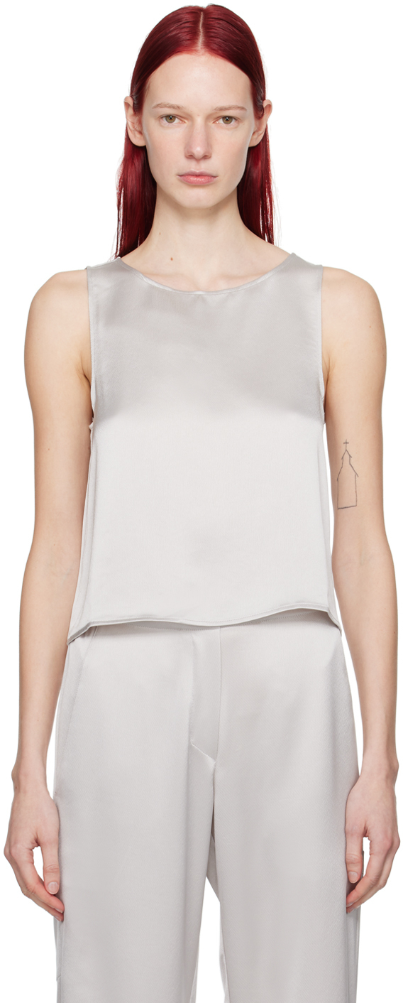 Leset Gray Barb Tank Top In Cement