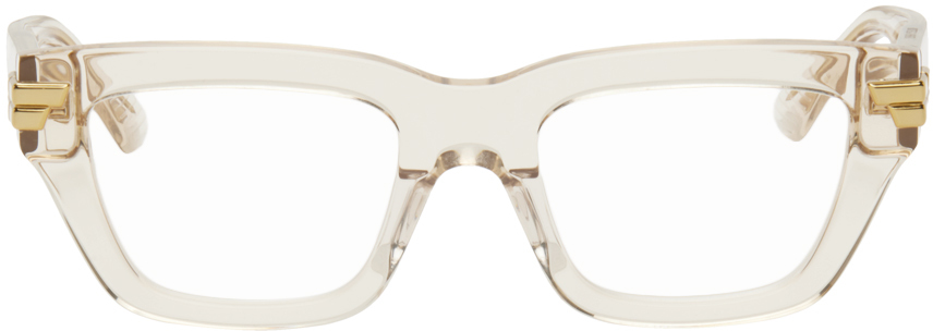 Bottega Veneta Transparent Square Glasses In 004 Shiny Transparen