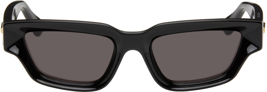 Bottega Veneta Black Rectangular Sunglasses In 001 Black