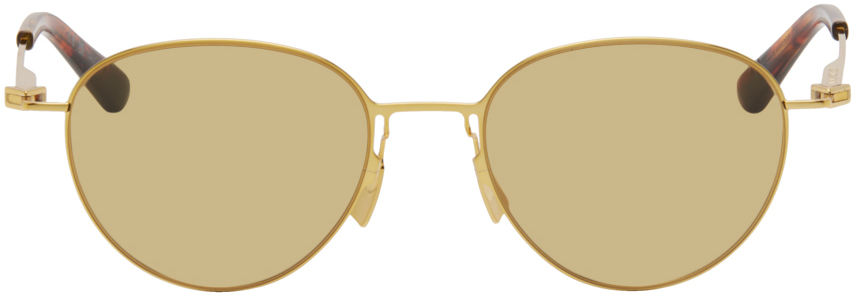 Bottega Veneta Gold Ultrathin Panthos Sunglasses In 004 Gold