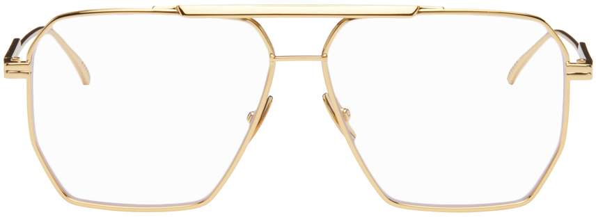Bottega Veneta Gold Aviator Glasses