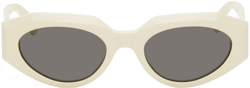 Bottega Veneta Beige Facet Sunglasses In 006 Shiny Solid Yell