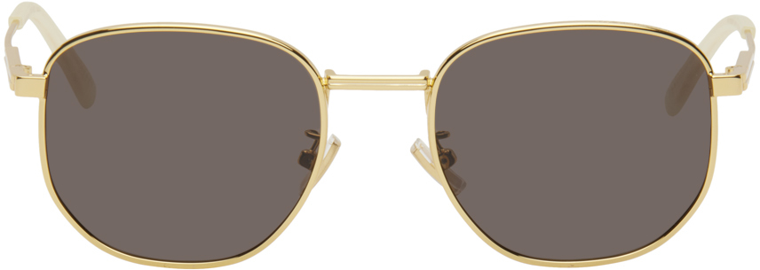 Bottega Veneta Gold Round Sunglasses In 004 Gold