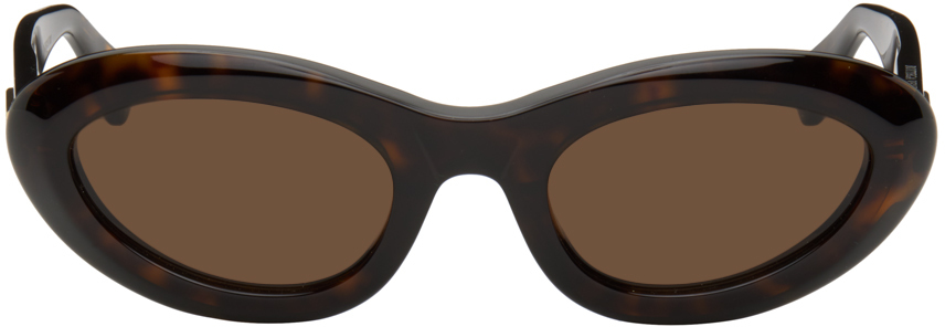 Bottega Veneta Tortoiseshell Bombe Sunglasses In 002 Shiny Dark Havan