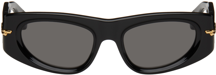 Bottega Veneta Black Oval Sunglasses In 001 Black