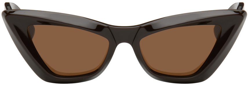 Bottega Veneta Brown Pointed Cat-eye Sunglasses In 004 Brown