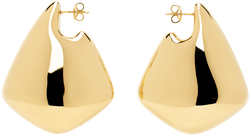 Bottega Veneta Gold Large Fin Earrings In 8120 Yellow Gold