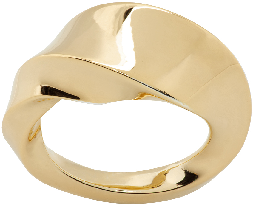 Bottega Veneta Gold Twist Ring In 8120 Yellow Gold