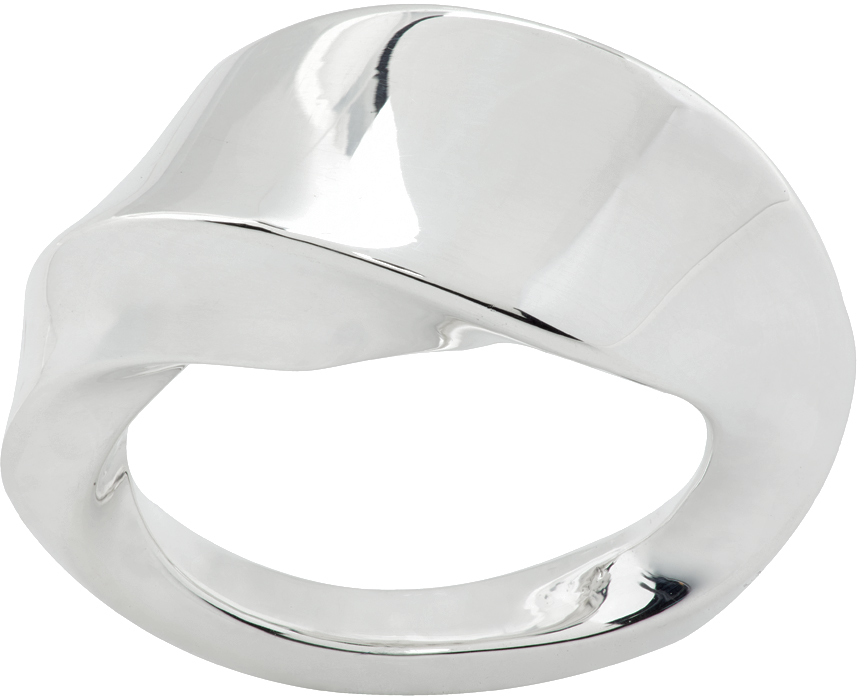 Bottega Veneta Silver Twist Ring In 8117 Silver