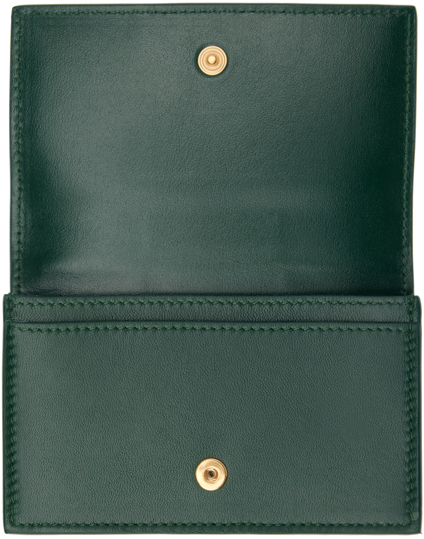 Bottega Veneta Green Cassette Zippered Card Holder In 3049 Emerald Green