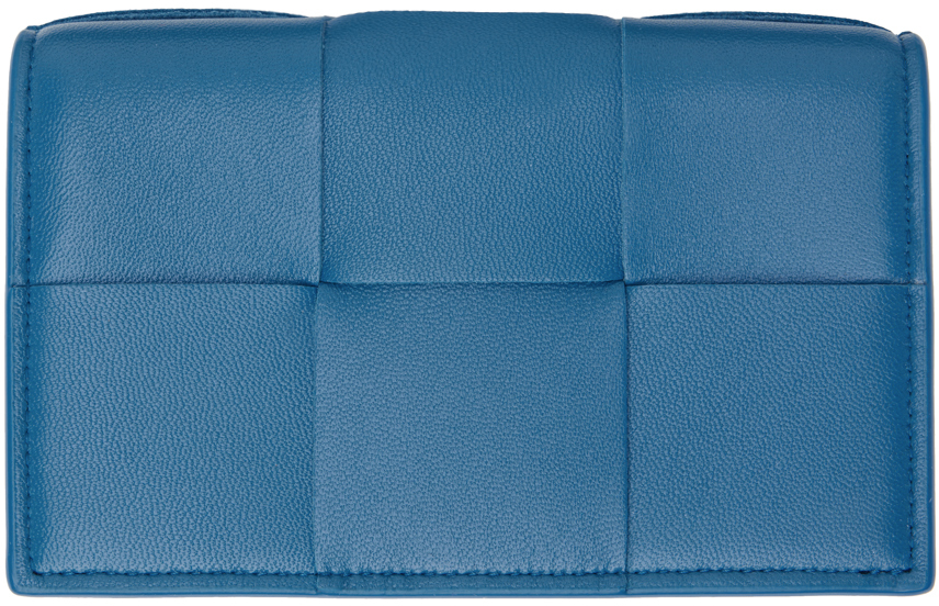 Bottega Veneta Blue Cassette Card Holder In 4222 Deep Pacific