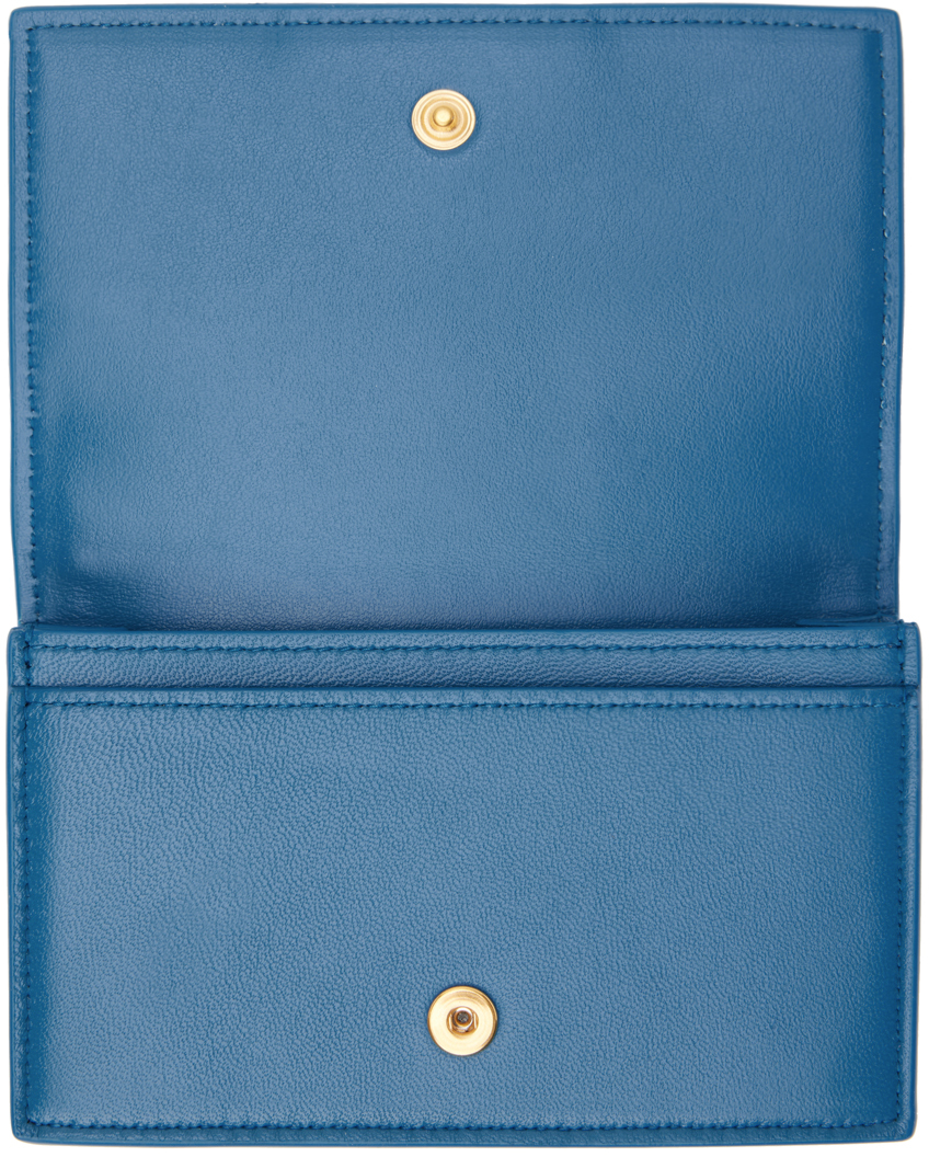 Bottega Veneta Blue Cassette Card Holder In 4222 Deep Pacific
