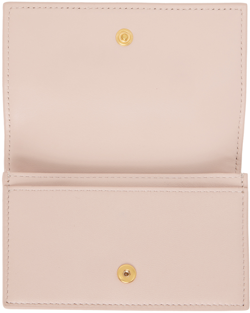 Bottega Veneta Pink Cassette Business Card Case In 6917 Petale Gold