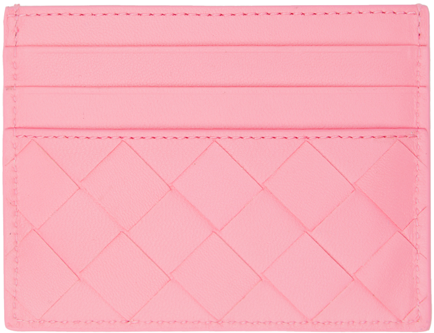 Pink Intrecciato Card Holder
