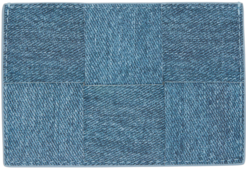 Bottega Veneta: Blue Cassette Credit Card Holder | SSENSE