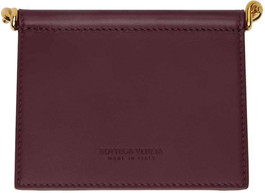 Bottega Veneta Burgundy Solstice Card Holder In 2250 Barolo-m Brass