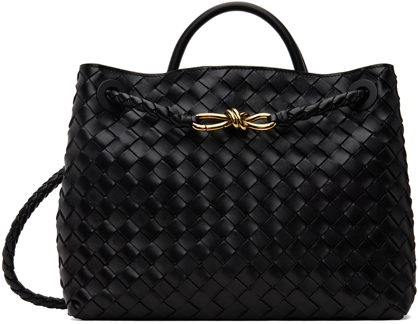 Bottega Veneta Black Medium Andiamo Bag In 1139 Black M Brass