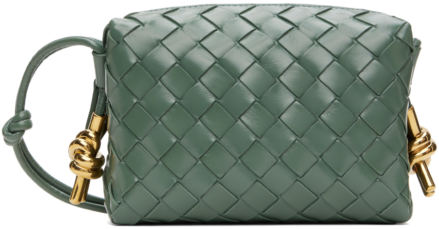 Bottega Veneta Green Mini Loop Camera Bag In 3268 Aloe Muse Brass