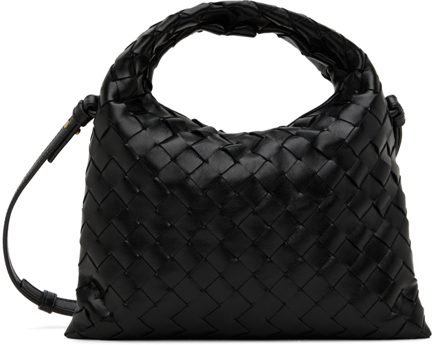 Bottega Veneta: Black Mini Hop Bag | SSENSE Canada