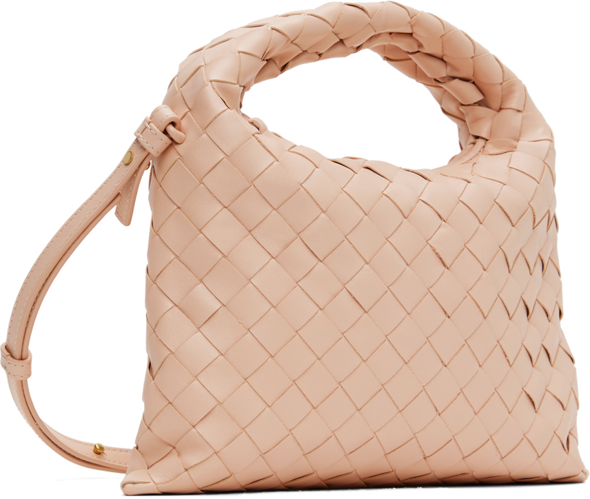 Bottega Veneta Pale Pink Mini Hop Crossbody Bag In 6913 Lotus M Brass