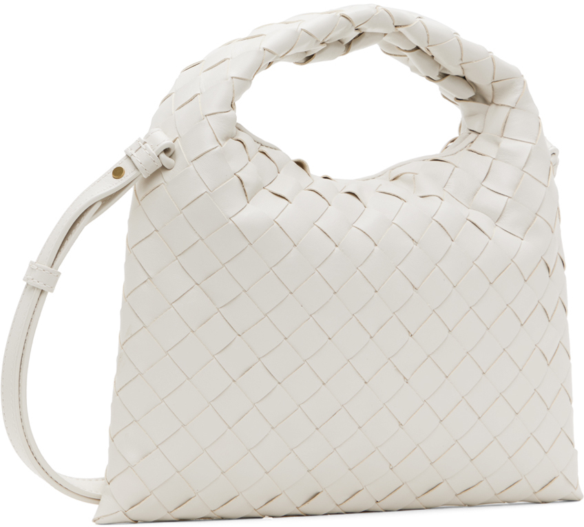 Bottega Veneta Small Leather Hop Cross-body Bag In 9156 White M Brass