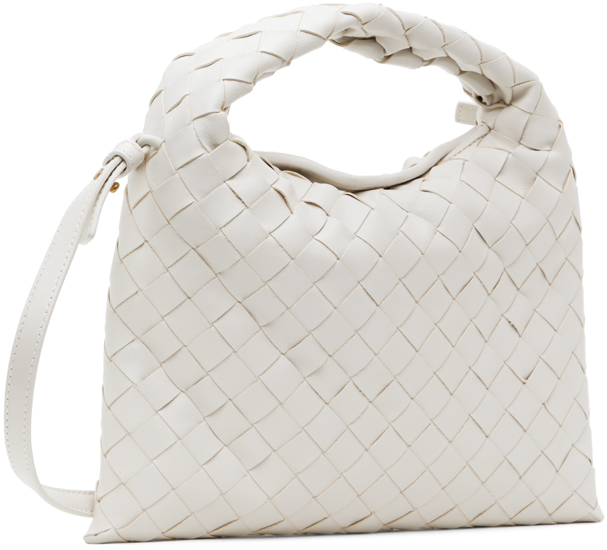 Bottega Veneta Small Leather Hop Cross-body Bag In 9156 White M Brass