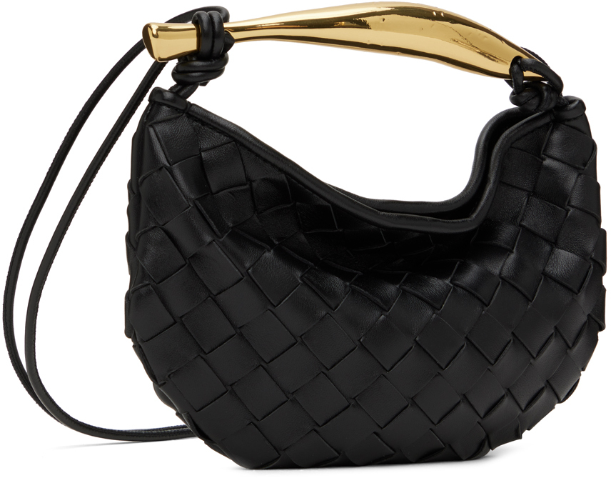 Bottega Veneta Black Mini Sardine Shoulder Bag In 1019 Black M Brass