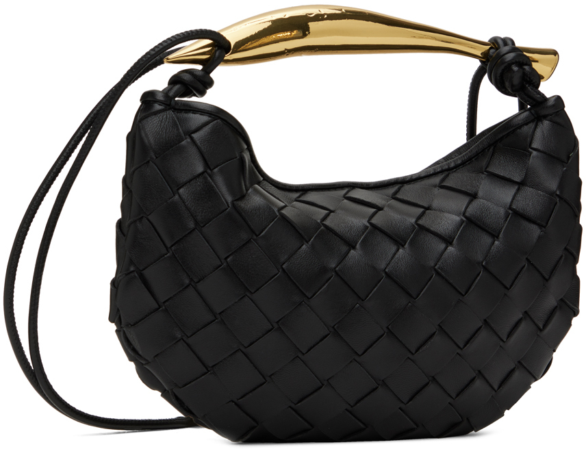 Bottega Veneta Black Mini Sardine Shoulder Bag In 1019 Black M Brass