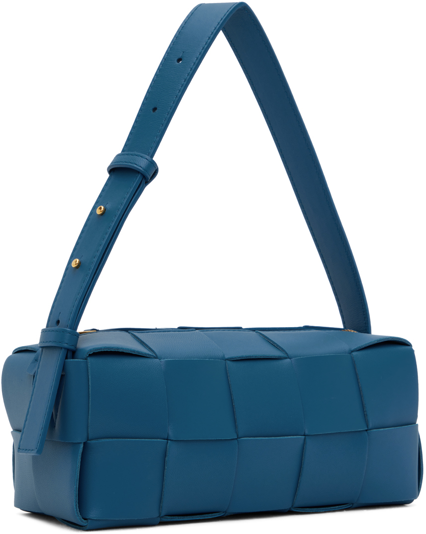 Bottega Veneta Brick Cassette Small Intrecciato Shoulder Bag In 4222 Deep Pacific