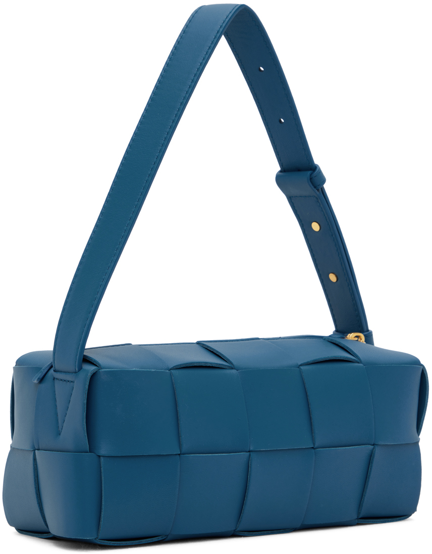 Bottega Veneta Brick Cassette Small Intrecciato Shoulder Bag In 4222 Deep Pacific