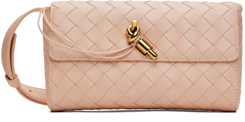 Bottega Veneta Pink Small Knot Bag In 6915-lotus-m Brass