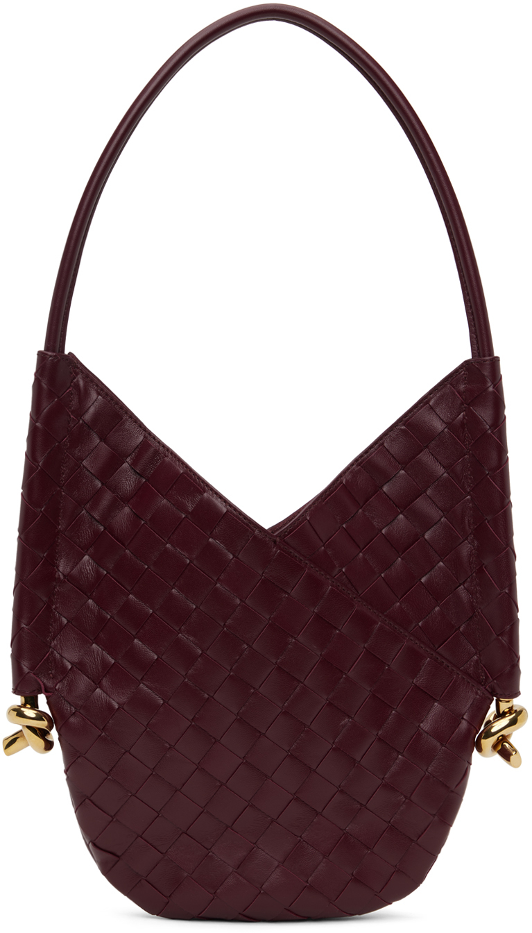 Shop Bottega Veneta Burgundy Small Solstice Shoulder Bag In 6413 Cherry- M Brass