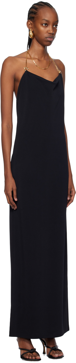 Bottega Veneta Backless Column Gown With Chain Detail In 1000-black