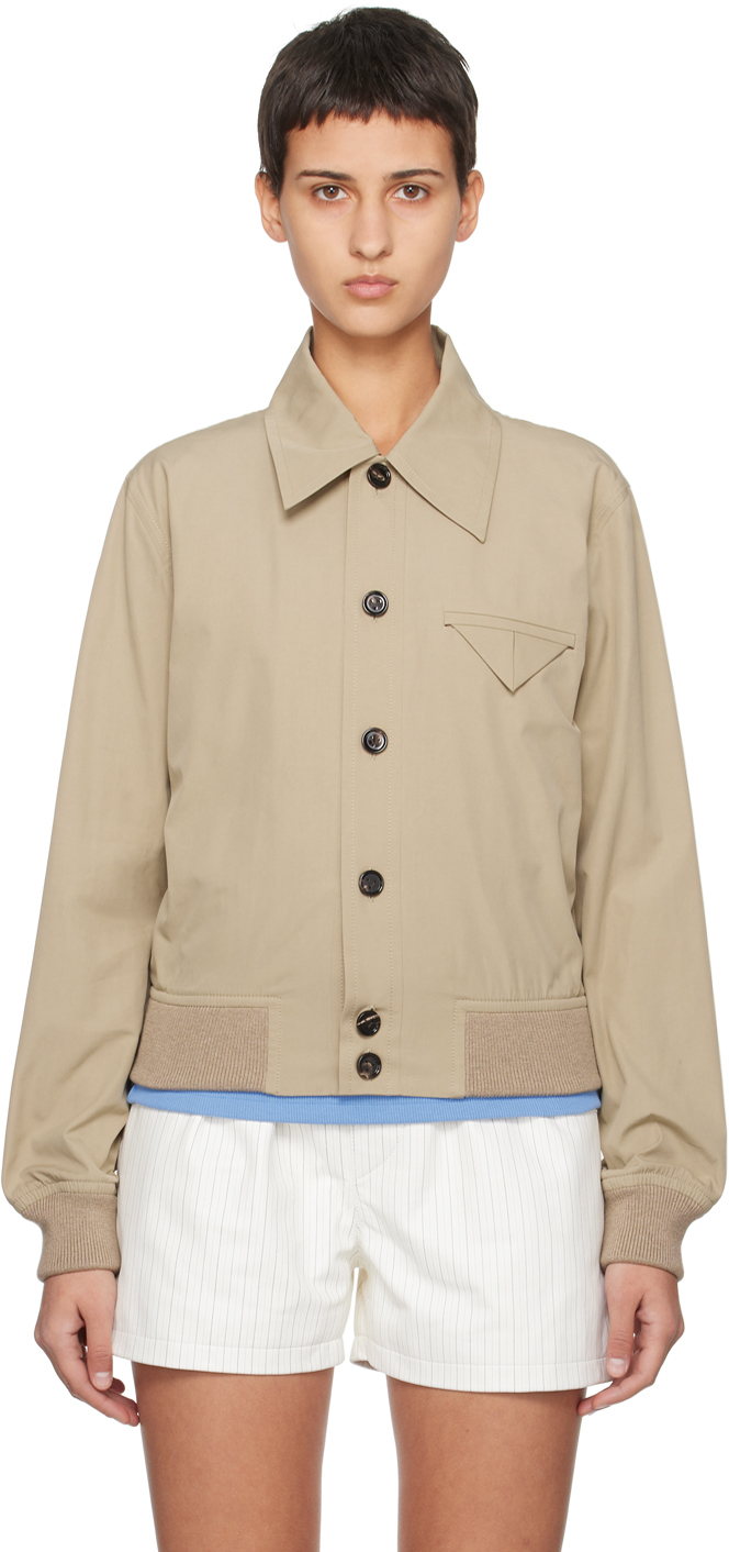 Bottega Veneta: Beige Button Jacket | SSENSE