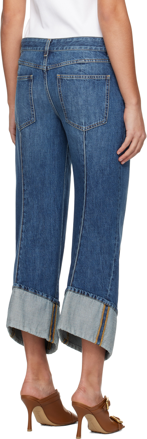 Bottega Veneta Curved Denim Cotton Jeans In 4715 Mid Blue