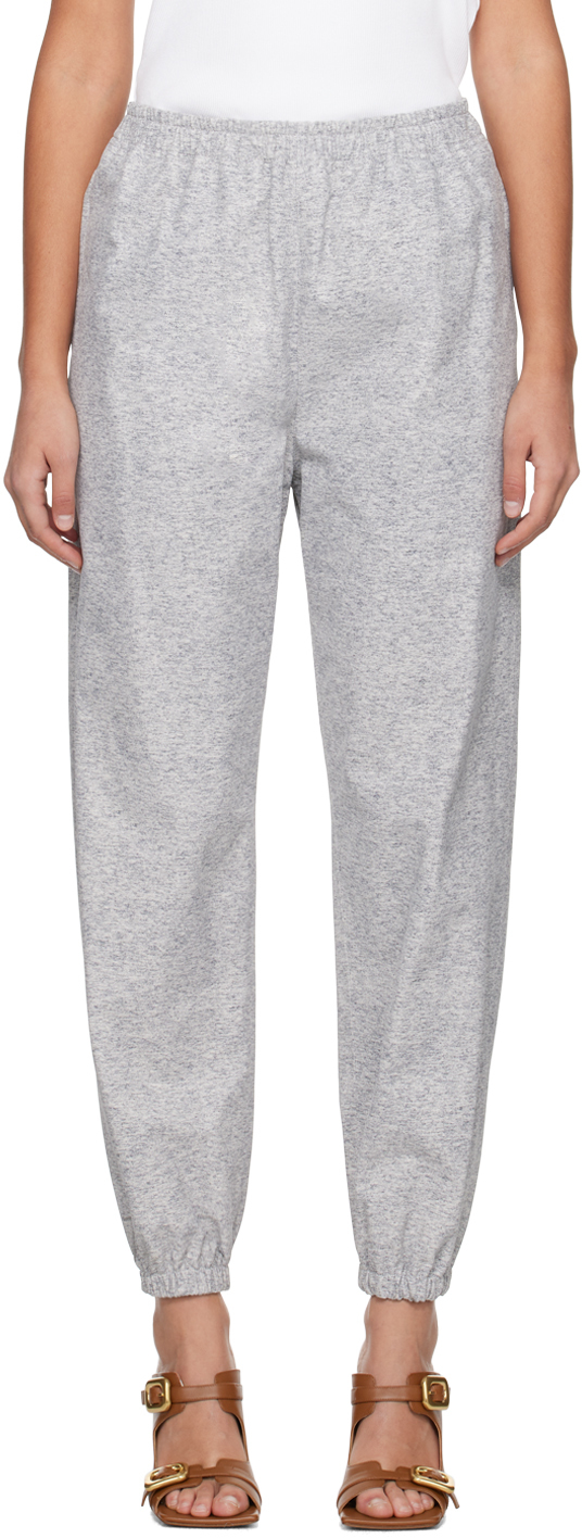 Gray Printed Leather Pants