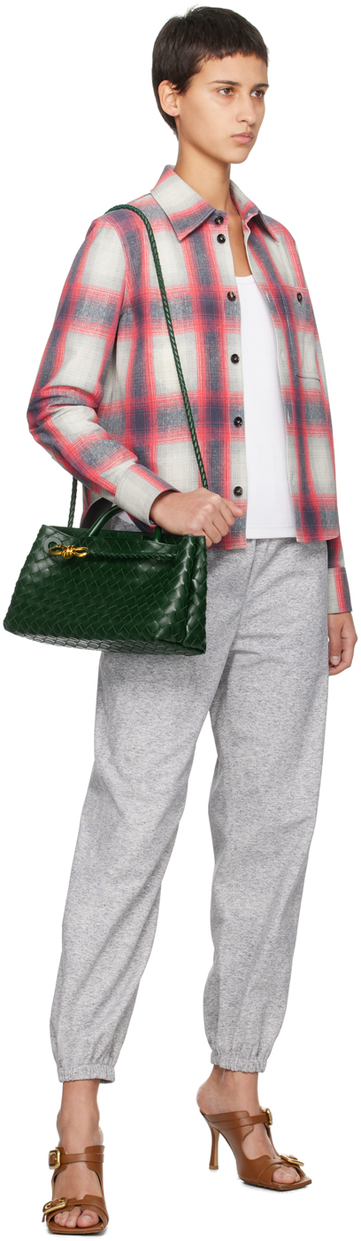 Bottega Veneta Gray Printed Leather Pants In 8531 Light Grey Mel