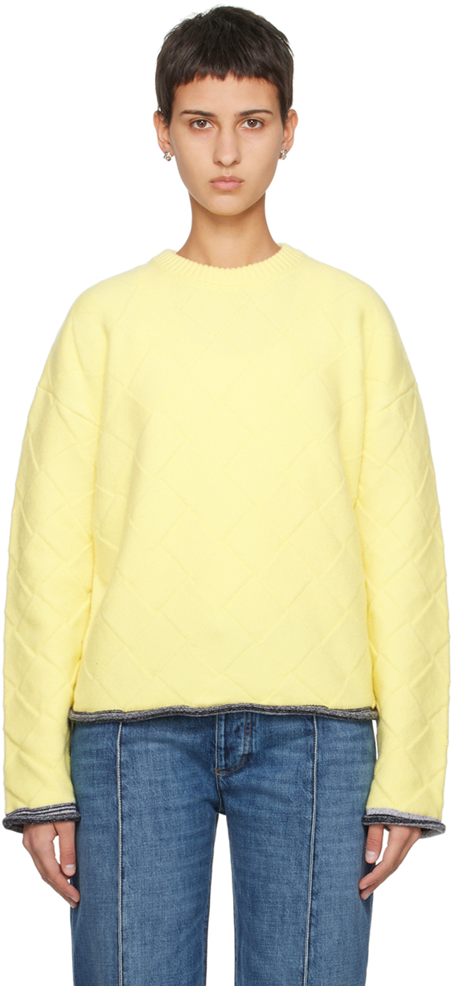 Bottega Veneta Yellow Intreccio Sweater In 7059 Pineapple