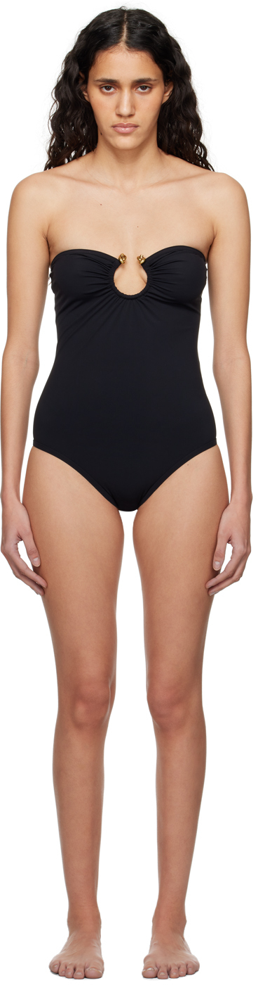Shop Bottega Veneta Black Knot Ring One-piece Swimsuit In 1000 Black