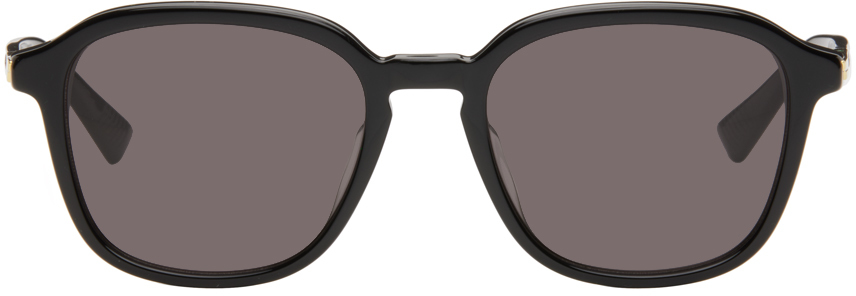 Bottega Veneta Black Round Sunglasses In Black-black-grey