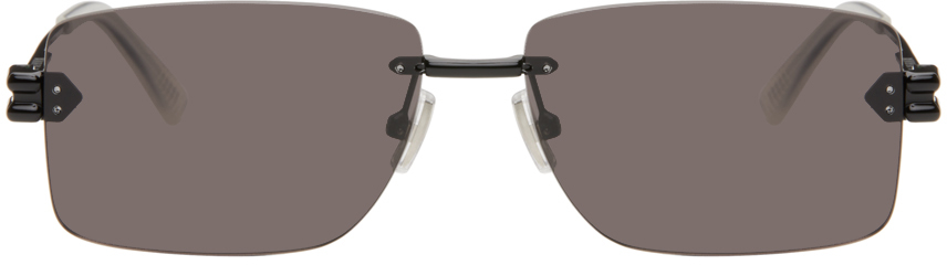 Bottega Veneta Silver Square Sunglasses In Silver-silver-grey