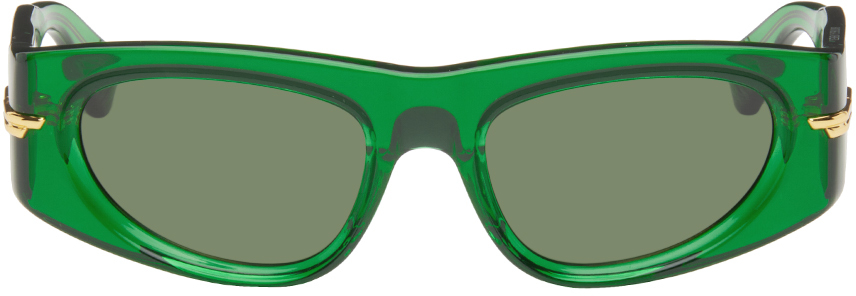Bottega Veneta Green Cat-eye Sunglasses In Green-green-green