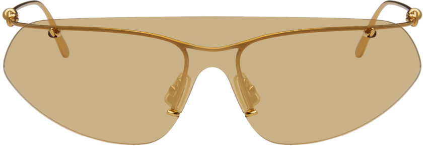 Bottega Veneta Gold Knot Shield Sunglasses In Gold-gold-yellow